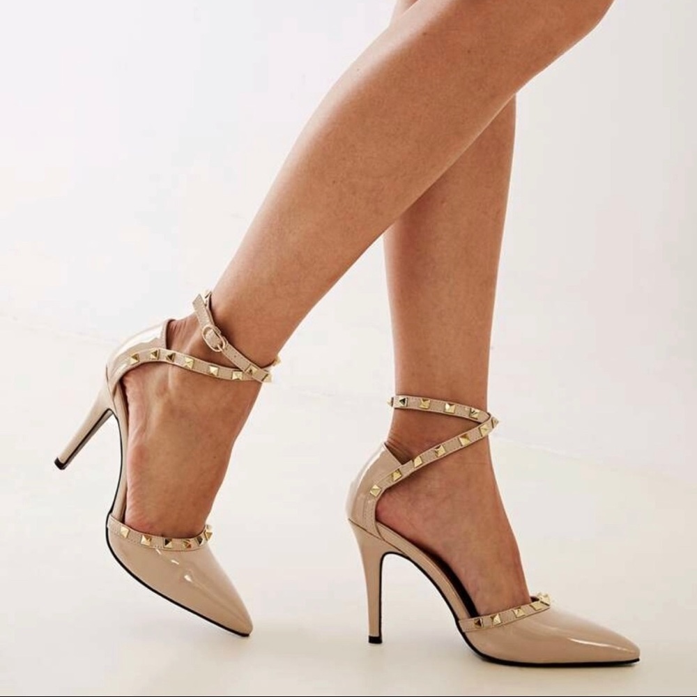Point Toe Studded Stiletto Heels